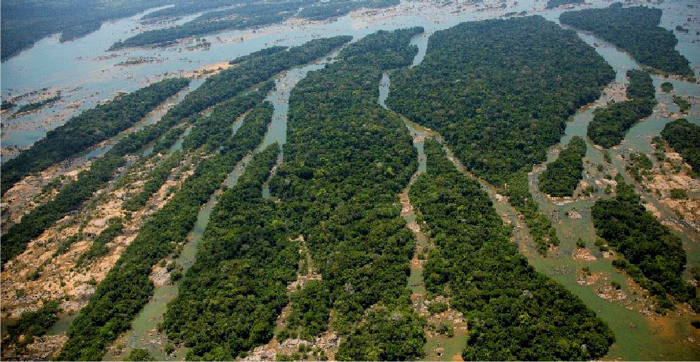 Trecho de vazão reduzida da Volta Grande do Xingu, considerado de grande complexidade morfológica