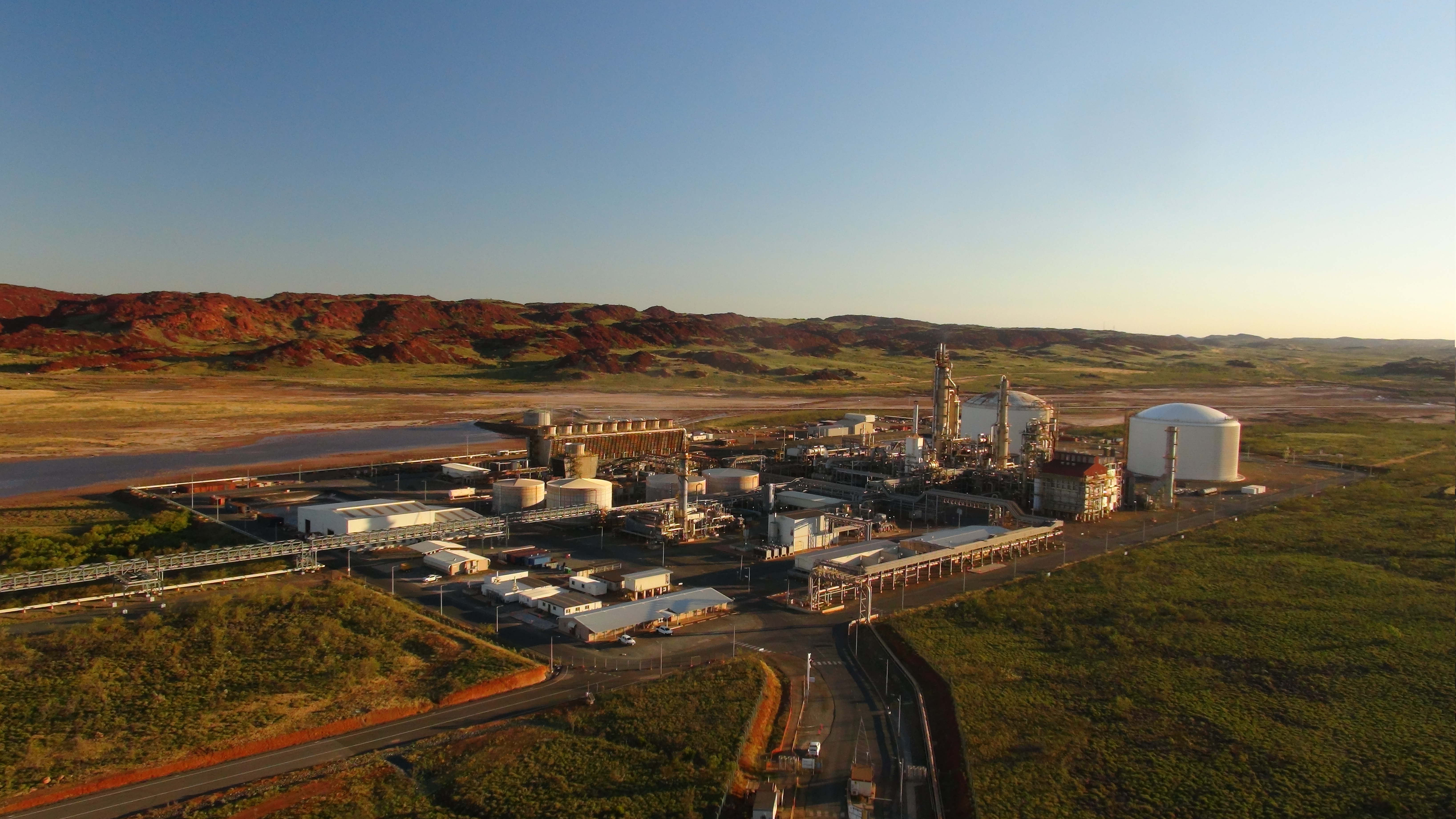 Die Ammoniakproduktionsanlage Yara in Australien, künftiger Standort eines der weltweit ersten Projekte für die Herstellung von erneuerbarem Wasserstoff in industriellem Maßstab.